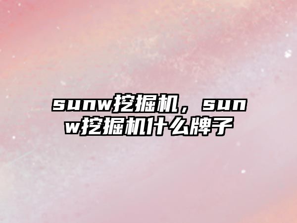 sunw挖掘機(jī)，sunw挖掘機(jī)什么牌子